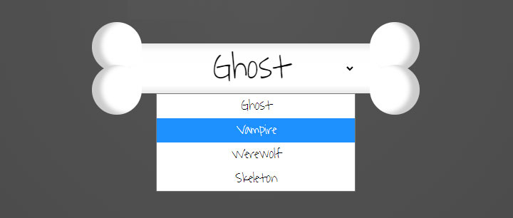 css3创意卡通骨头造型下拉框美化特效