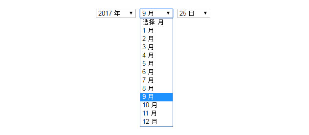 js年月日日期三级联动下拉选择代码