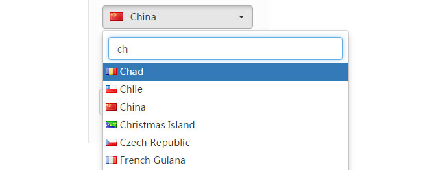 jQuery下拉框国家选择代码