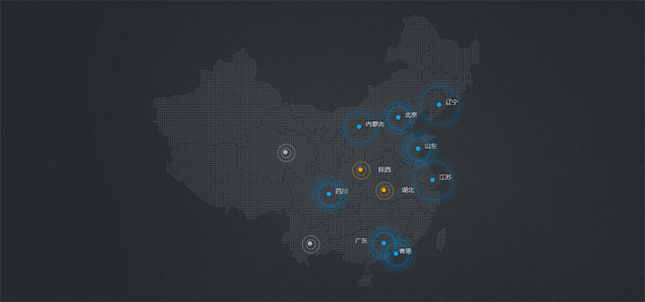 CSS3中国地图活跃热点地区标注动画特效