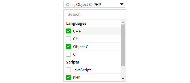 jQuery Select下拉框分类菜单多选插件