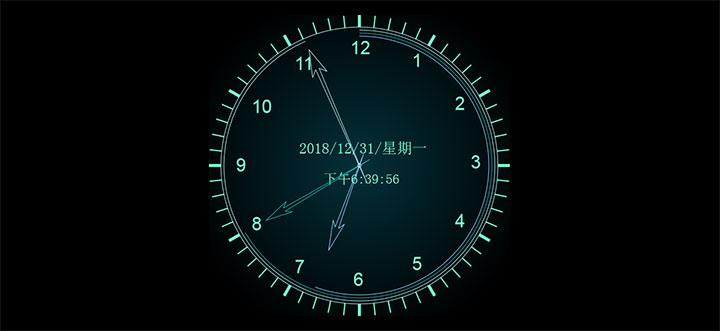 html5 canvas创意个性圆形时钟代码