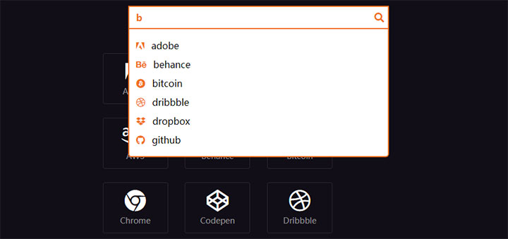 html5图标下拉搜索框自动匹配代码