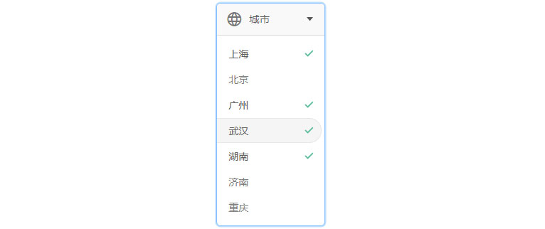 js+css3支持多选下拉城市菜单选择代码